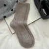 Meias Grossas de Lã para Mulheres no Outono e Inverno, Meias Quentes de Tricô com Forro de Fleece e Espessadas, Meias Estilo Japonês Birkenstock