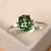 Fábrica de Joyería Jiuqin Temu Shein Venta Caliente Transfronteriza Europea y Americana Anillo para Mujer Anillo de Boda con Forma de Huevo Verde
