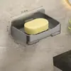 Jabonera sin agujeros para pared, baño, doble capa, con drenaje, estante para guardar jabón de pared para baño doméstico
