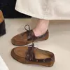 Mocasines Planos Retro para Mujer 2026 Otoño Nuevo Estilo Británico Punta Redonda Ante Con Cordones Casuales Perezosos Mocasines