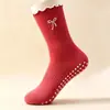 Calcetines deportivos de yoga profesionales, algodón puro, bordados, antideslizantes de silicona, calcetines acolchados para el suelo, calcetines de media pantorrilla para Pilates y fitness en interiores