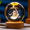 Base Luminosa Transfronteriza Bola de Cristal Tallada en 3D Adornos Creativos de Escritorio Galaxia Luna Bola de Cristal de Vidrio Luz Nocturna