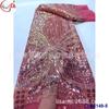 Tecido de Malha Bordada Laminada com Contas Tubulares Pesadas Vestido Transparente Vestido Feminino Vestido de Casamento Vestido para Performance de Palco Renda Total