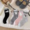Calcetines de Lana para Mujer en Otoño e Invierno Estilo Coreano Dibujos Animados Elegantes Engrosados Cálidos y Lindos Peludos Cachorro Felpa Calcetines de Media Pantorrilla