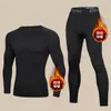 Conjunto de Ropa Interior Térmica De Rong, Casual y Versátil, Capa Base de Invierno para Correr con Forro Polar y Engrosada para Hombre, A Prueba de Frío, Ajustado para Deportes