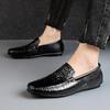CKVUSAMG artículos genuinos piel de vaca de primera capa piel de cocodrilo mocasines para hombre invierno forro polar casual sin cordones zapatos de cuero para hombre