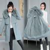 Parka de Lana de Invierno 2024 Talla Grande para Mujer, Largo Medio con Cuello de Piel Grande, Abrigo de Algodón Holgado