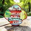Ímã de Geladeira de Madeira Cultural e Criativo Tendência Nacional Edifício Wukang de Xangai Marco Turístico Yuyuan Novo Estilo Chinês