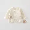 Roupas de bebê de algodão puro para recém-nascidos, sem costura, classe A, novo estilo, top acolchoado quente de três camadas, roupas para bebê para atividades ao ar livre