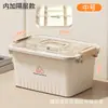 Caja de Almacenamiento de Escritorio, Snacks, Artículos Varios, Cesta de Almacenamiento de Fruta, Caja de Almacenamiento de Ropa de Plástico Portátil para el Hogar con Tapa