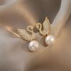 Nuevos Aretes de Perlas Estilo Coreano para Mujer, Aretes de Tuerca Simples y Versátiles, Mismo Estilo que en Douyin
