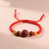 Pulsera Roja de Cuerda de Cinabrio Natural para Niños, Pulsera de Bebé del Año de Nacimiento, Amuleto Seguro de Transferencia, Pulsera de Cinabrio para Bebé