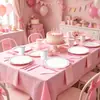 En Stock Encaje Borde Rosa Fiesta de Cumpleaños Platos de Papel Vajilla Desechable Platos de Papel Vasos de Papel Servilletas de Papel Cuchillo Tenedor Cuchara Suministros