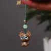 Sándalo Verde y Palo de Rosa Tallados Serpiente, Vaca, Oveja Cadena para Teléfono Móvil Colgante Creativo para Mochila