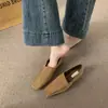 Mocassins Simples Novos Versáteis Retrô 2026 Sapatilhas para Mulheres com Aumento de Altura Oculto Sapatos Pequenos de Couro Bico Quadrado Para o Trabalho Outono Preto Não