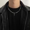 Collar con Cuentas de Hielo Agrietado Blanco y Negro Puntada de Estrella de Mango Cadena para Clavícula Estilo Frío Retro de Moda Accesorios de Moda Geniales Cadena para el Sudor