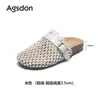 Pantuflas Cerradas Augu Shiden Negras para Mujer 2026 Nuevas de Verano para Exteriores Tejidas de Red Sandalias Semi-Zueco Cómodas