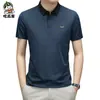 Camiseta de manga corta con solapa de nailon para hombre camiseta de verano para hombre moda juvenil polo a rayas entrega de una pieza para hombre