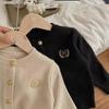 Suéter cárdigan infantil transfronterizo Otoño 2025 Niños y Niñas Estilo Preppy Suéter de punto Chaqueta Pequeña y Mediana Chaqueta bordada infantil
