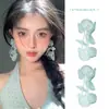 Pendientes de Flor de Malla Plateada con Borla Moda Dulce Fresco de Botón Versátiles Elegantes de Alta Gama Pendientes Venta al por Mayor