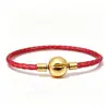 Pulsera de Cordón de Cuero Trenzado con Hebilla de Acero de Titanio Logo Panjia Bucle Único Negro Hebilla Redonda de Cuero Pulsera Básica Transfronteriza DIY