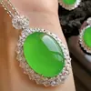 Colgante Huevo de Paloma de Calcedonia Verde Imperial Chapado en Plata 925 Tipo Hielo, Adorno de Jade Natural de Alta Calidad Estilo Chino