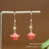 Aretes Colgante de Cinabrio de Alto Contenido Mineral Crudo Cabeza de Buda Arena Imperial Aretes de Sentido Avanzado Accesorios de Aretes Hechos a Mano