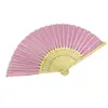 Ventilador de seda de cor sólida para casamento mais vendido no AliExpress, lado único em tecido de seda, ventilador feminino, para casamento estrangeiro com convite de mão