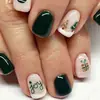 Coleção de nail art de Natal transfronteiriça: Pontas de unha pré-desenhadas, prontas para usar e adesivos para unhas postiças, 24 peças, designs de nail art de Natal removíveis