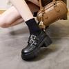 Zapatos de Cuero de Suela Gruesa para Mujer para Combinar con Faldas, Mocasines de Tacón Alto, Zapatos de Salón Individuales Versátiles de Moda Retro Nuevos para la Primavera 2026 que Aumentan la Altura