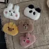 Grampo de Cabelo Fofo de Urso e Coelho de Desenho Animado Pelúcia Franja Clipe Lateral Acessório de Cabelo Coração Feminino Outono e Inverno Grampo de Cabelo