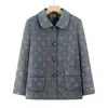 Abrigo de lana para mujeres de mediana edad y mayores con cuello de solapa, blusa de cuadros ligera para madres, ropa elegante para abuelas, ropa de primavera y otoño para mujeres
