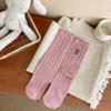 Meias de coelho bordadas Meias femininas de algodão de comprimento médio Outono e inverno Meias japonesas de orelha de madeira Versáteis Primavera e Outono com sapatos Birkenstock
