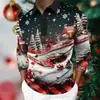 Camisa polo de manga comprida com botões e colarinho para comércio exterior transfronteiriço da Amazon, estilo casual de Natal da estação independente da Amazon
