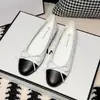 Nuevos Zapatos Planos Casuales Estilo Chanel con Lazo Bloque de Color Piel de Oveja para Mujer, Zapatos de Ballet Planos de Punta Redonda con Patrón de Diamantes