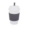 Copo de Café de Palha de Trigo, Copo para Bebidas, Copo de Plástico Selado para Exterior, Caneca de Viagem Portátil, Copo Prático com Logo Impresso Nele