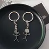 Interesante Divertido Stickman Comparado con Corazón Medio Dedo Vertical Pareja Llavero Accesorios Personalizado Estudiante Mochila Llavero Colgante