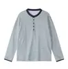 Ropa Vintage Yidao Otoño 2026 Nuevo Hombre Camiseta de Manga Larga Rayada Cuello Henry Retro Japonés Holgada Casual Superior