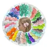 Pinzas para el pelo de lazo de 23 colores para niños, 3 pulgadas, cinta de satén acanalada, pinzas de cola de pez, estilo europeo y americano, accesorios de moda para el cabello, pinzas de pico de pato