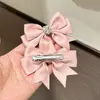 Grampo de Cabelo Laço Cauda de Andorinha Rosa Doce Luxo Leve Estilo Francês Pequeno Presilha de Cabelo de Princesa Franja Presilha Bico de Pato