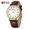 Reloj de Negocios Oufani, Esfera Grande Simple, Reloj de Cuarzo Digital Resistente al Agua 30m, Elegante Reloj de Pareja Luminoso con Calendario Simple