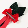 Explosiones de Amazon Transfronterizas Otoño e Invierno Terciopelo Cinta de Lazo Coreana Pasador para el Cabello Tocado de Alta Gama Pasador de Pato Accesorios para el Cabello