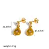 Pendientes de Estrella y Luna Incrustados con Diamantes Transfronterizos, Pendientes de Acero Inoxidable Dorado de 18 Quilates, Sensación de Lujo Ligero y Gama Alta, Pendientes de Acero de Titanio con Forma de Corazón