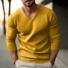 Ropa de punto para hombre de Europa y América, nueva para otoño e invierno, cuello en V, ajustada, fina, de manga larga, suéter para hombre, camisa base