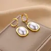 Comercio Exterior Estilo Coreano Sencillo Acero de Titanio Pendientes Personalizados Pendientes Cuentas de Concha Chapado en Oro de 18 Quilates Pendientes Hechos a Mano Estilo de Venta Caliente