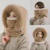 Chapéu, Cachecol, Máscara, Chapéu de Inverno Feminino à Prova de Vento e Frio Tudo-em-Um, Touca de Pelúcia Quente para Ciclismo com Proteção de Orelha, Touca de Puxar