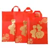 Sacolas Plásticas Vermelhas Personalizadas para o Ano do Cavalo, Sacolas Tote Festivas com Caracteres de Bênção Impressos, Sacolas de Compras para Presente de Ano Novo