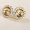 Accesorios de perlas de bricolaje, cobre chapado en oro, aguja de plata S925, pendientes de perlas de micro circón con girasol, pendientes de sentido avanzado