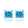 Brincos Quadrados com Pedra Preciosa para Mulheres 6mm Pedra Preciosa Colorida Ouro 18K Brilhante Simulada Brincos Femininos Atacado