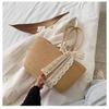 Bolsa Tejida de Paja Personalizada Hilo de Algodón Bolso de Mujer Celebridad de Internet Nuevo Estilo Étnico Girasol Hada Simple Casual Bolso de Mano